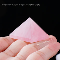 Runyangshi rose quartz pyramid energy generator displaying clarity ideal for meditation.