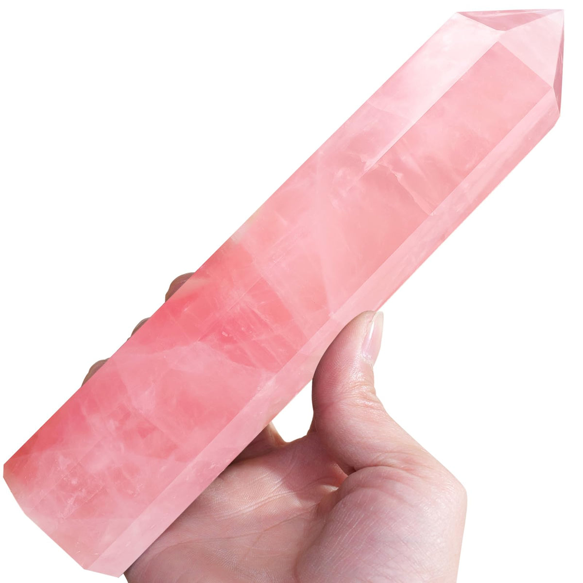 Runyangshi rose quartz tower 7-8 inch for meditative focus and energy clarity