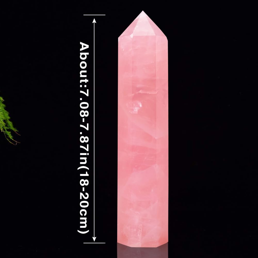 Runyangshi rose quartz tower with faceted prism catches light beautifully