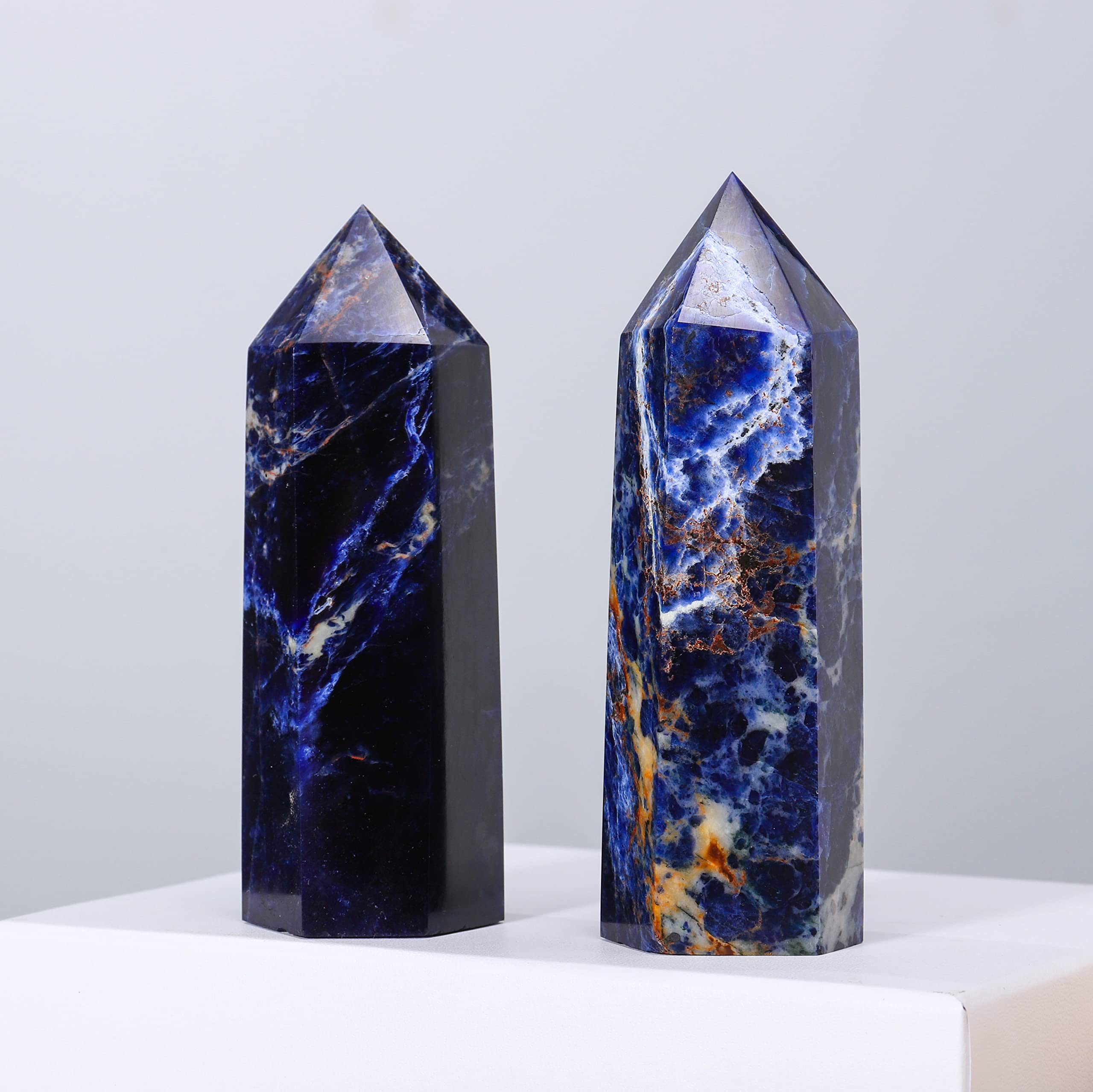Runyangshi sodalite wand six-faceted point aids calm alignment