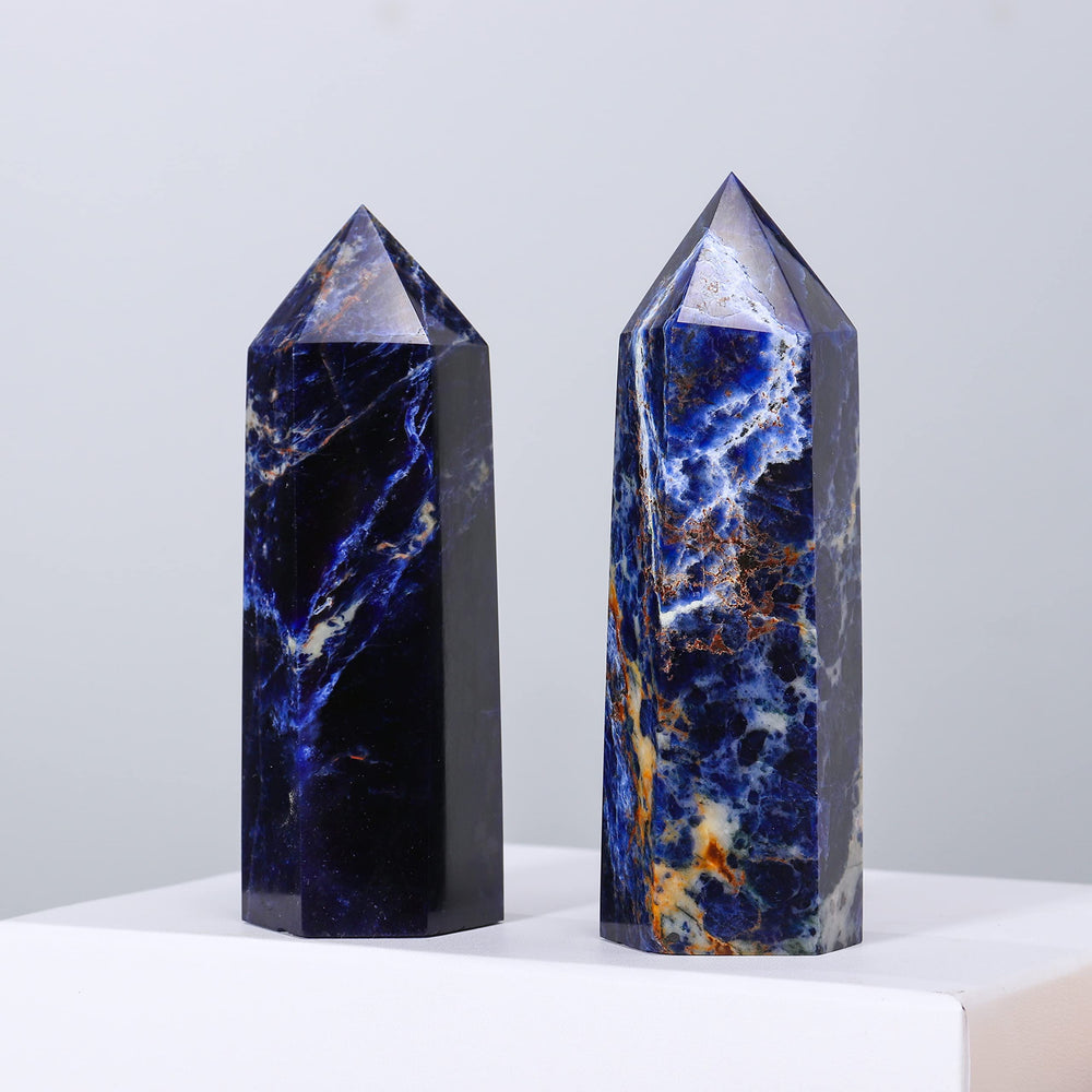 Runyangshi sodalite wand six-faceted point aids calm alignment
