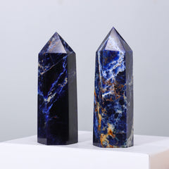 Runyangshi sodalite wand six-faceted point aids calm alignment