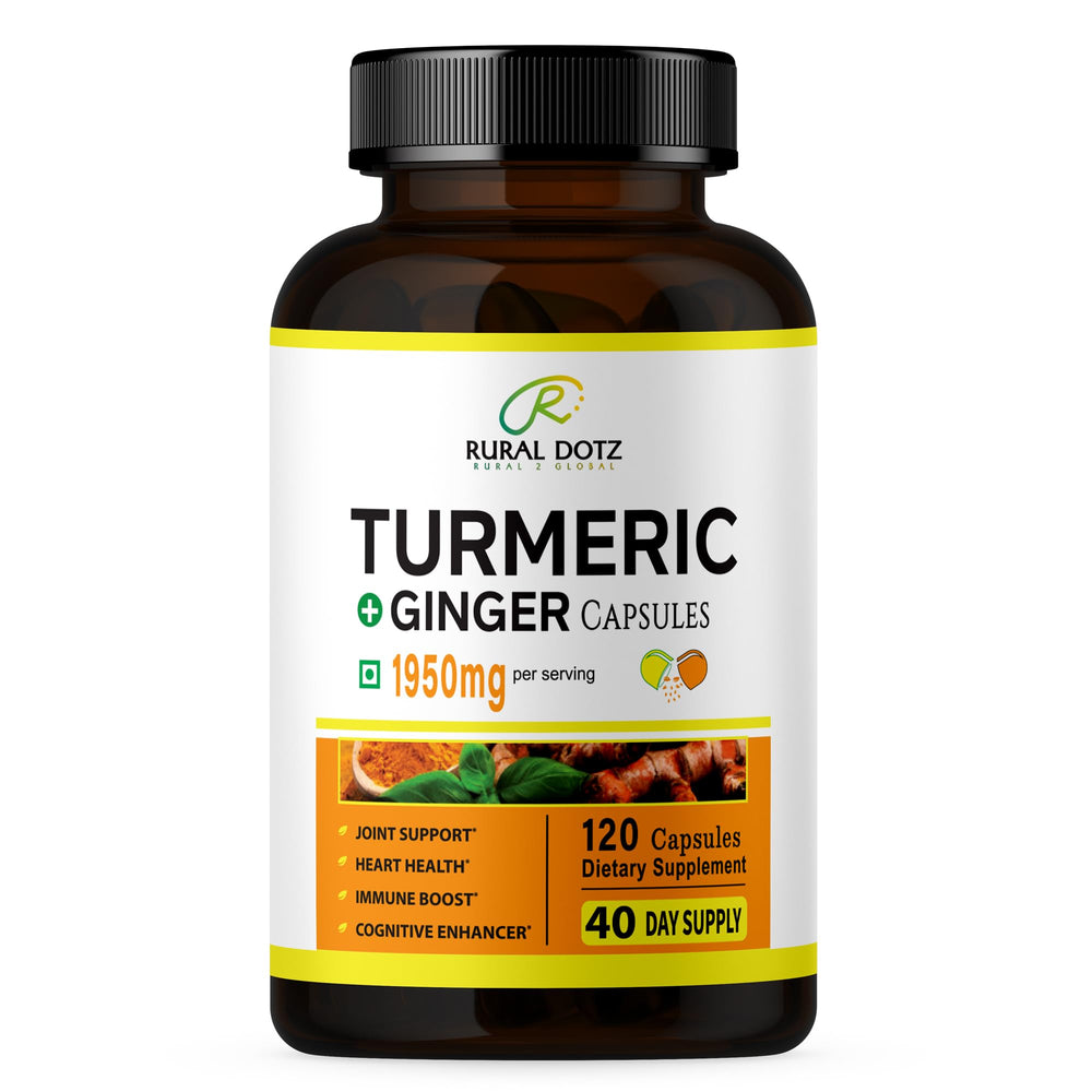 Rural Dotz Turmeric Curcumin bottle front for quick recognition.