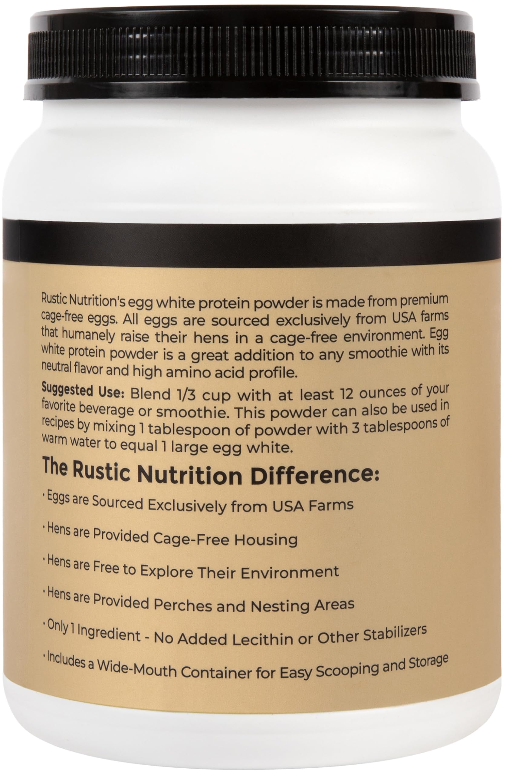Rustic Nutrition egg white powder poured into shaker for a smooth mix