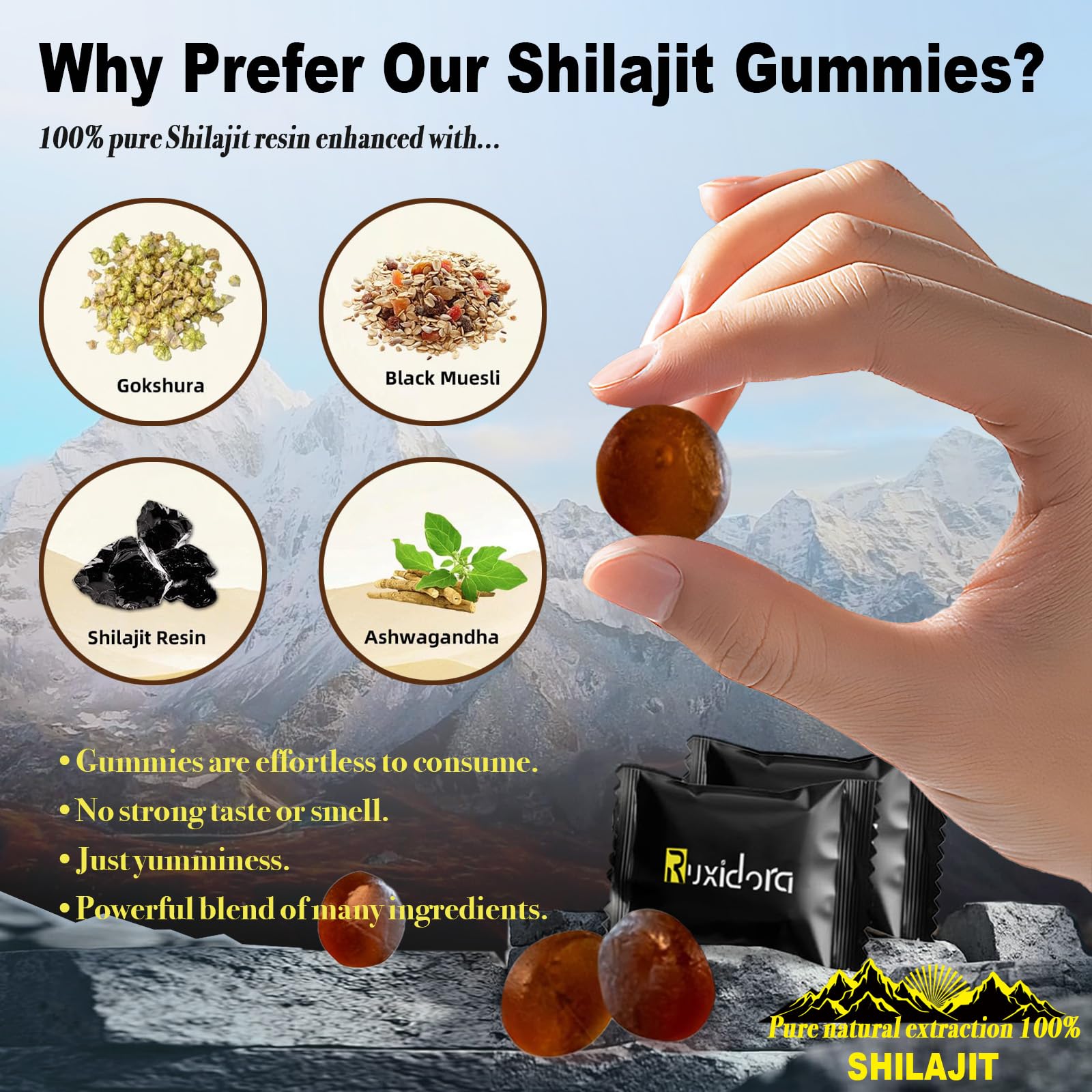 Ruxidora Shilajit Gummies rich in fulvic acid and minerals for daily support