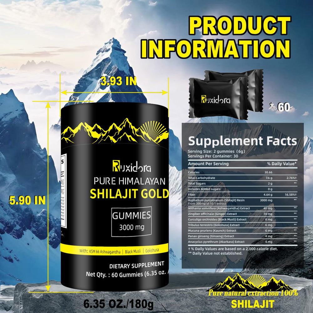 Ruxidora Shilajit Gummies featuring Gokshura and Akarkara for balanced stamina