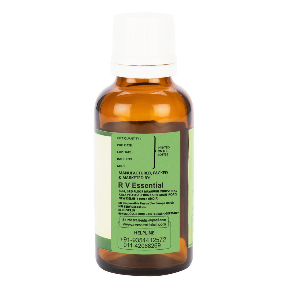 R V Essential Malkangani oil pour shot showing smooth texture for easy dilution.
