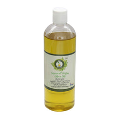 R V Essential olive oil in an amber bottle close-up for skin hydration.