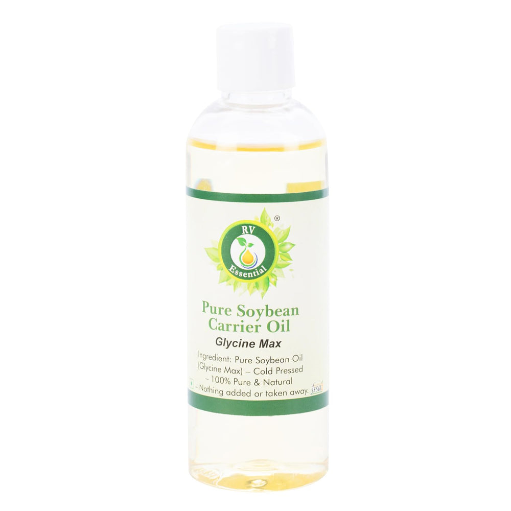 R V Essential Soybean Oil bottle—100% pure oil suitable for skin and cooking.
