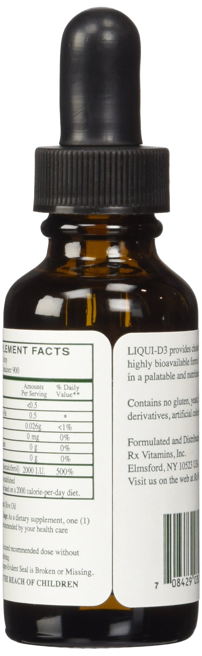 Dropper dispensing Liqui-D3 liquid for precise dosing.