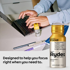 Ryde Focus Shot 2oz bottle close-up for on-the-go use.