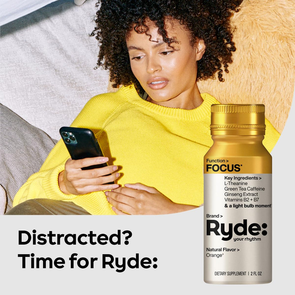 Ryde Focus Shot vegan and gluten-free formulation supports diverse diets.