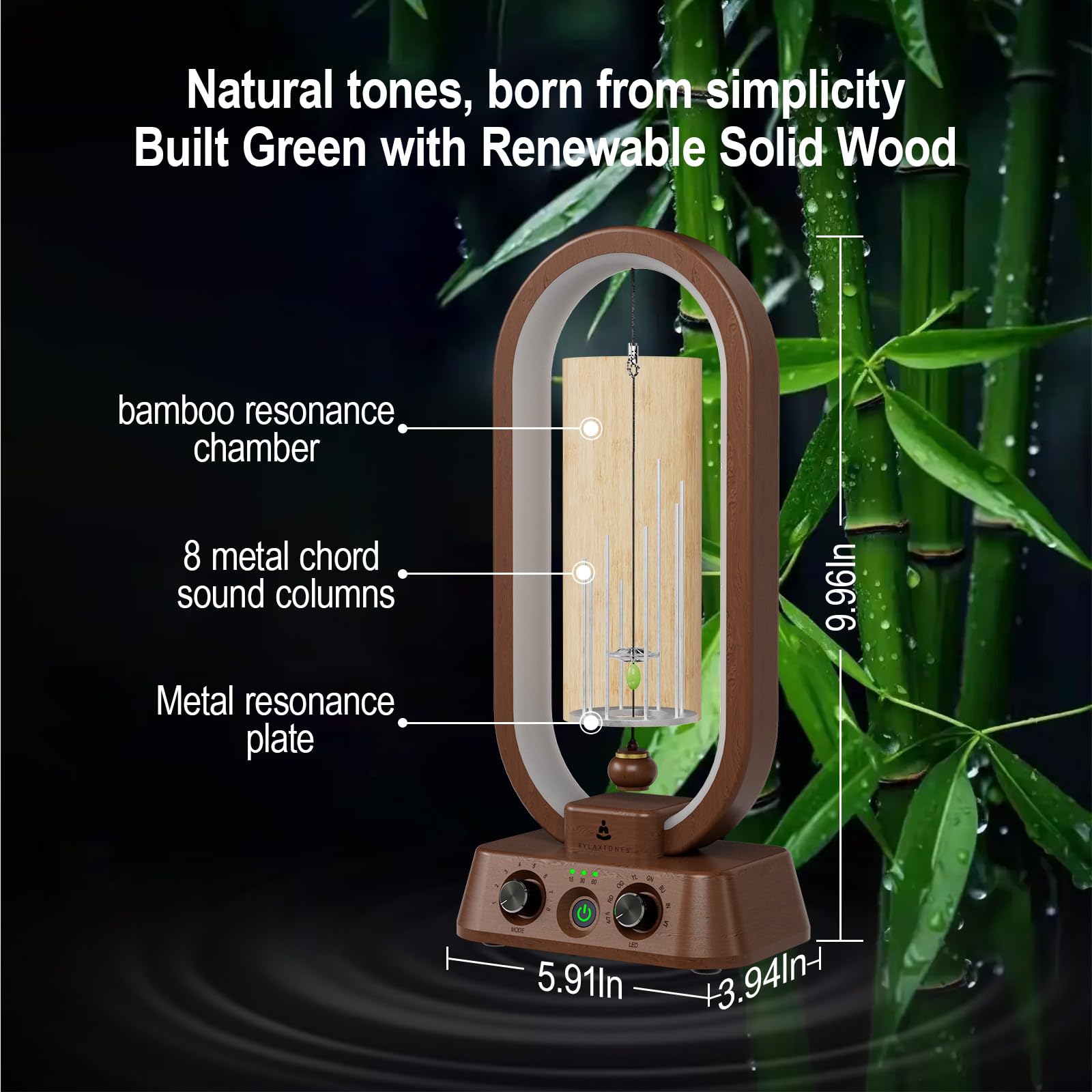 Rylaxtones wind chimes with eight sound modes offer varied soundscapes for meditation.