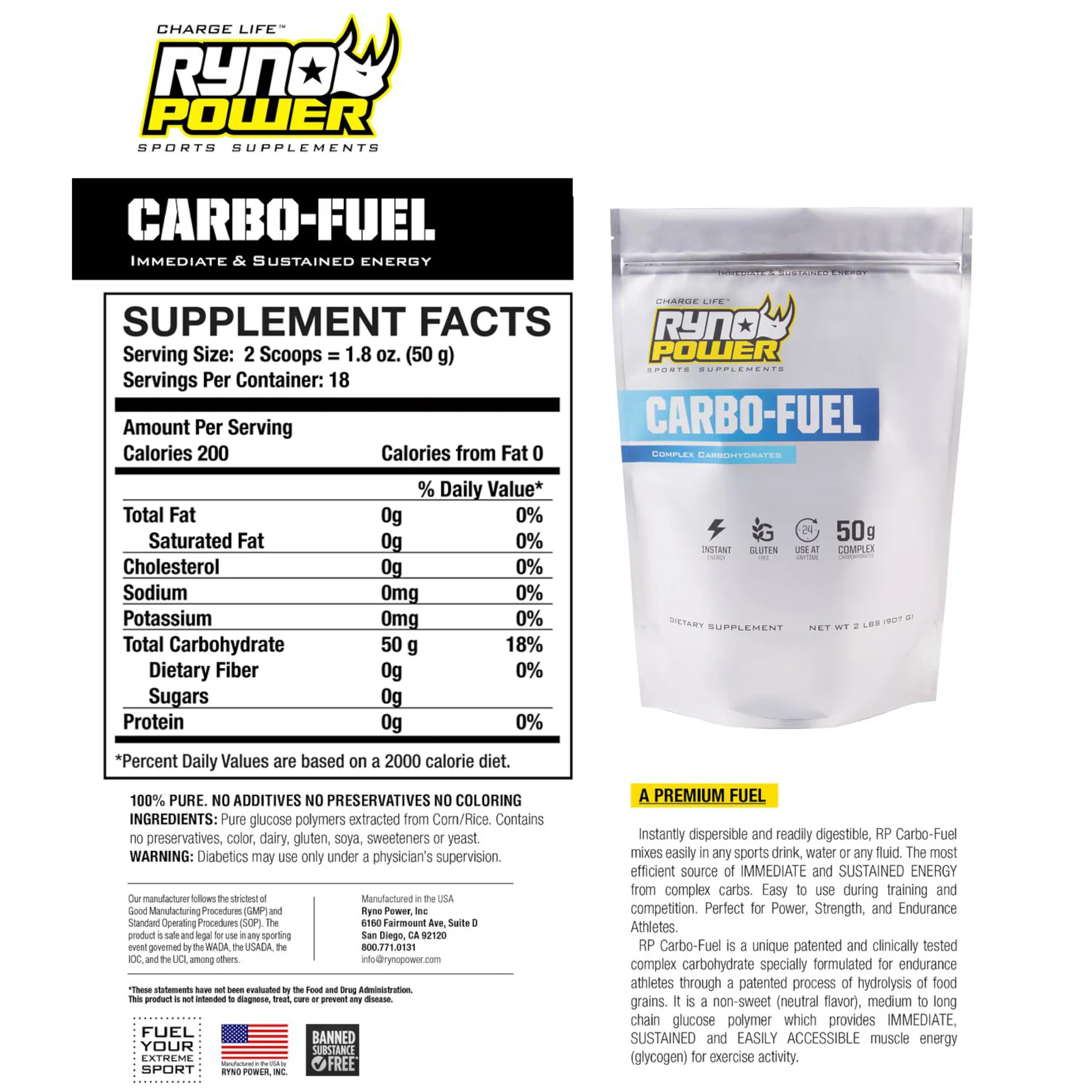 Ryno Power Carbo-Fuel 20 servings pack ideal for training sessions.