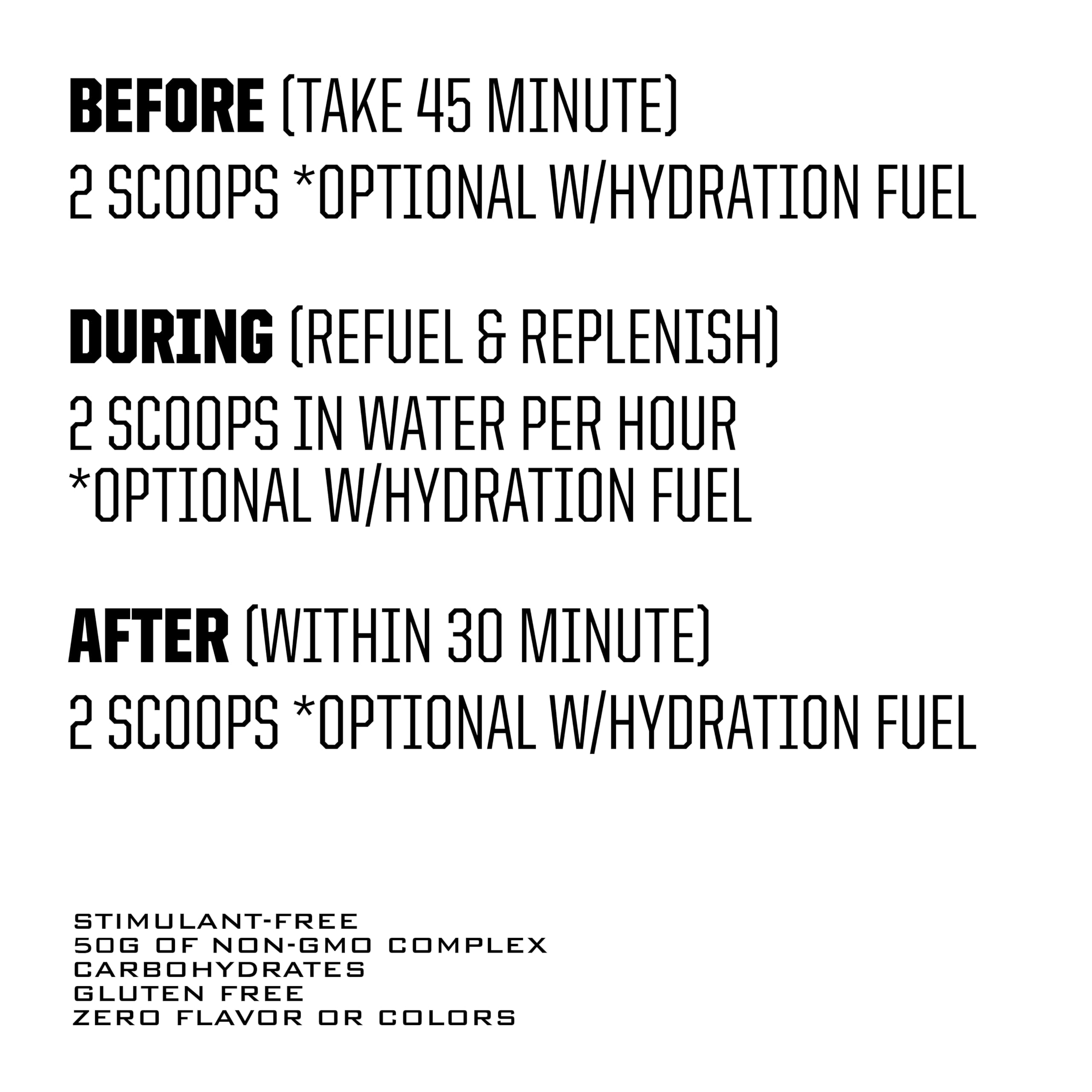 Ryno Power Carbo-Fuel ingredients label shows vegan and gluten-free formula.
