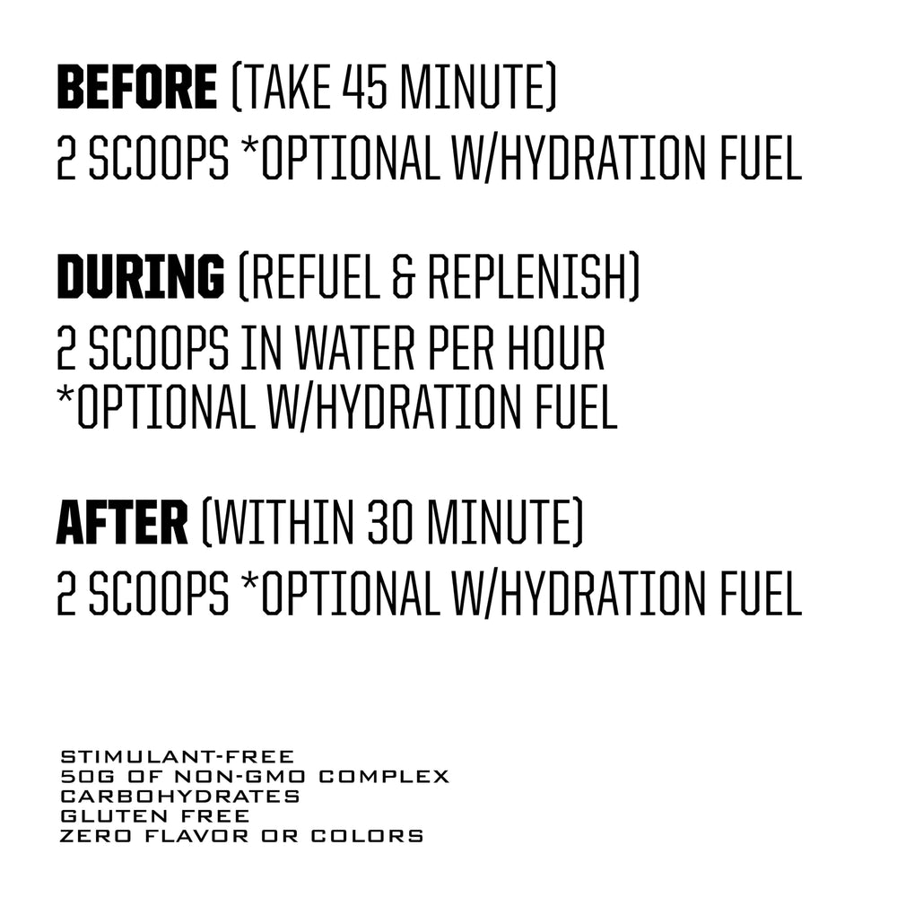 Ryno Power Carbo-Fuel ingredients label shows vegan and gluten-free formula.