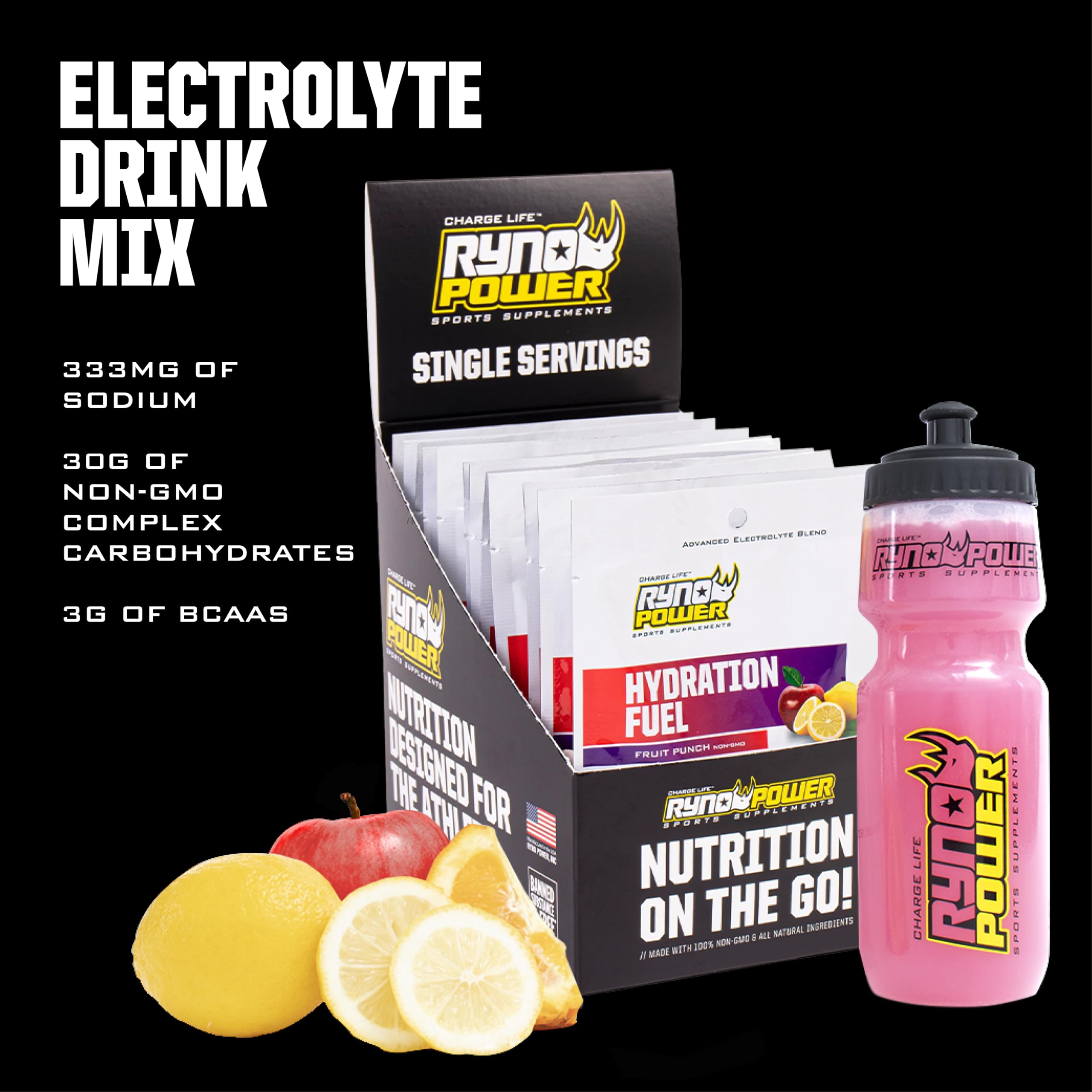 Ryno Power Hydration Fuel gluten-free label ensures suitable choice for gluten-free diets.