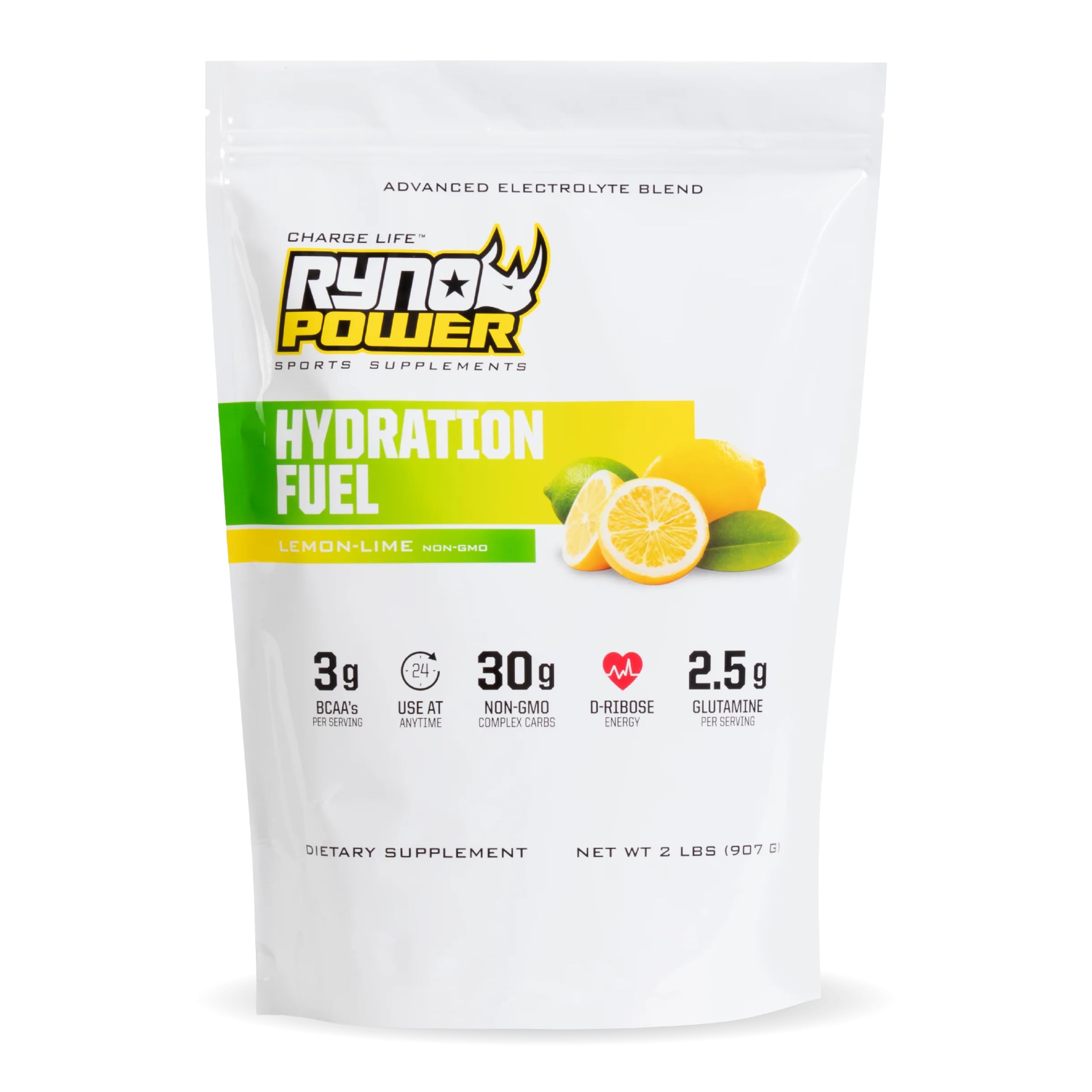 Ryno Power Hydration Fuel bottle with Lemon Lime flavor for refreshing electrolyte hydration