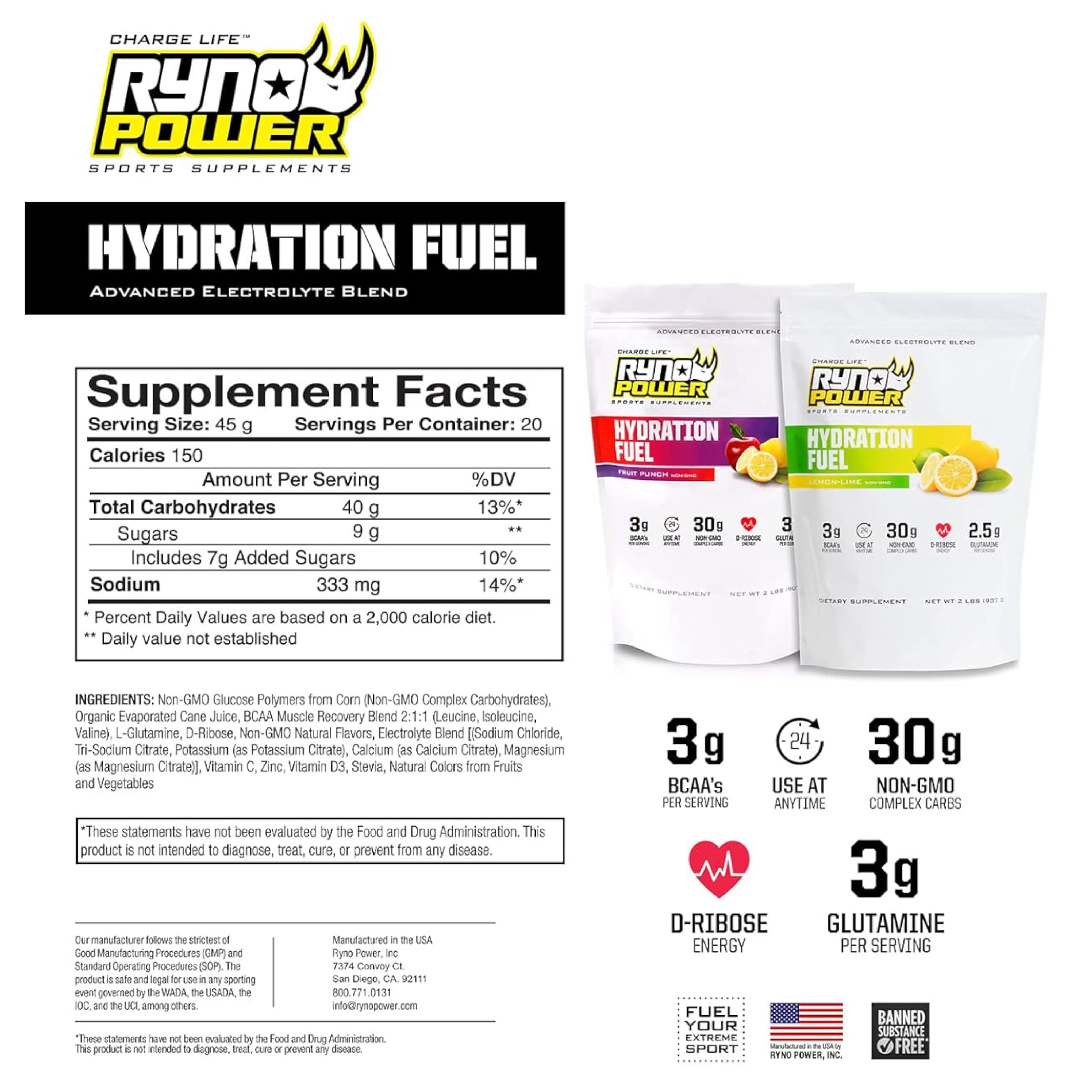 Scoop of Ryno Power Hydration Fuel ready to serve