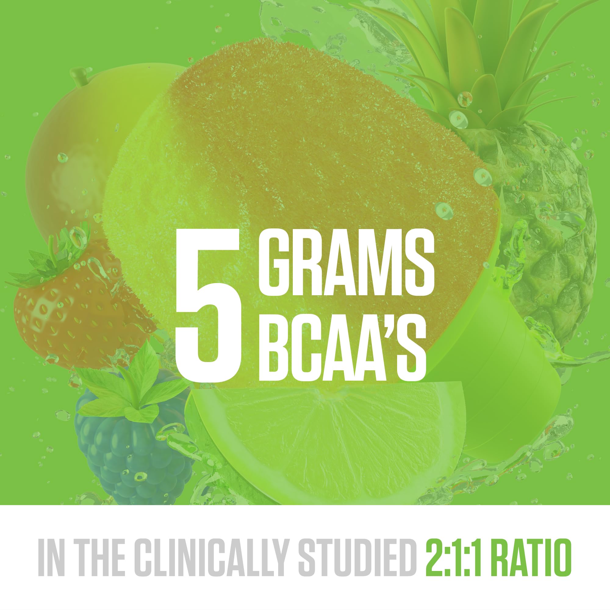 RYSE BCAA EAA Powder Tropical SnoCone mixing glass showing fast-dissolving formula in action