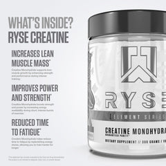 RYSE Creatine Monohydrate container 60 servings signals long-term training support.