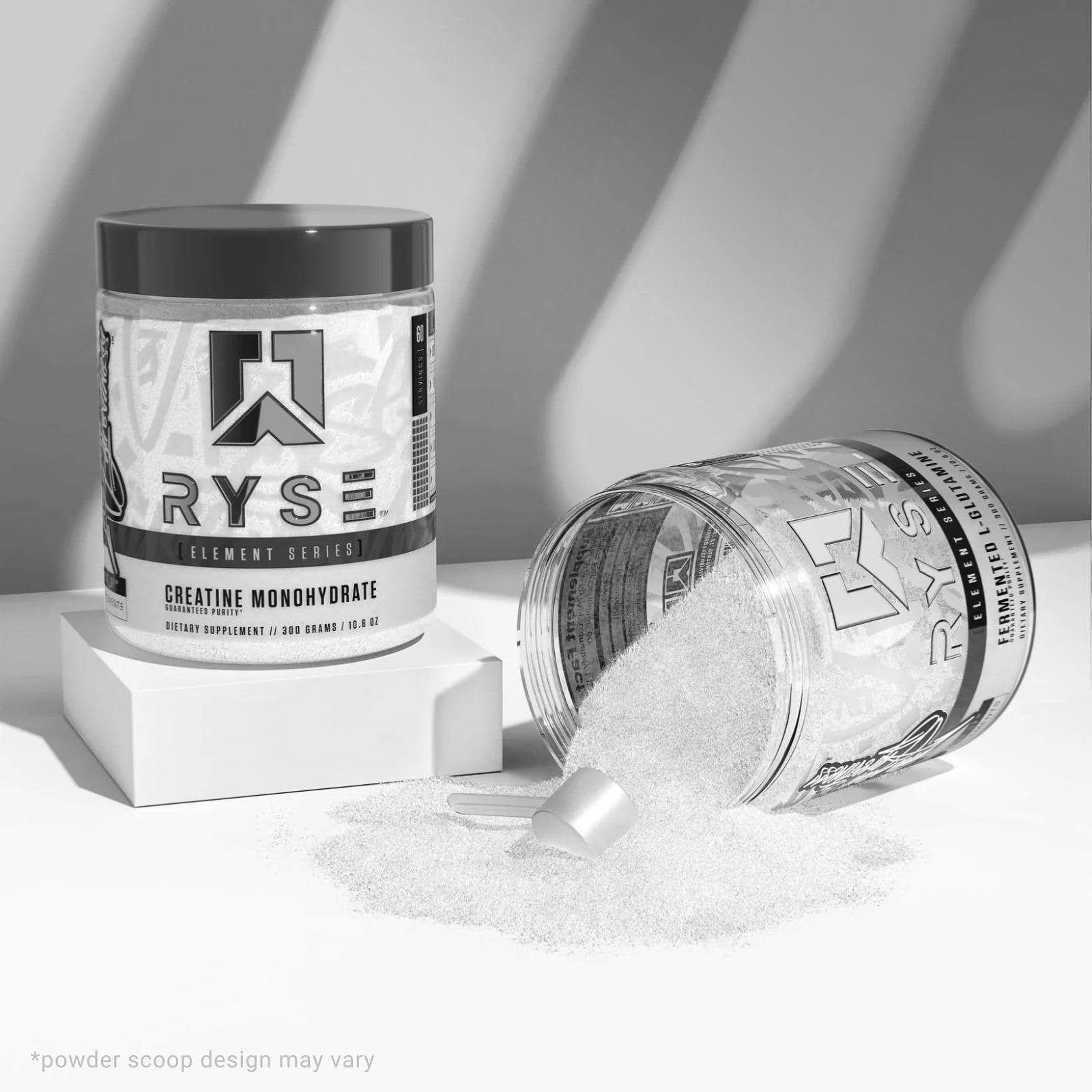 RYSE Creatine Monohydrate serving-dispensed image shows simple daily intake.