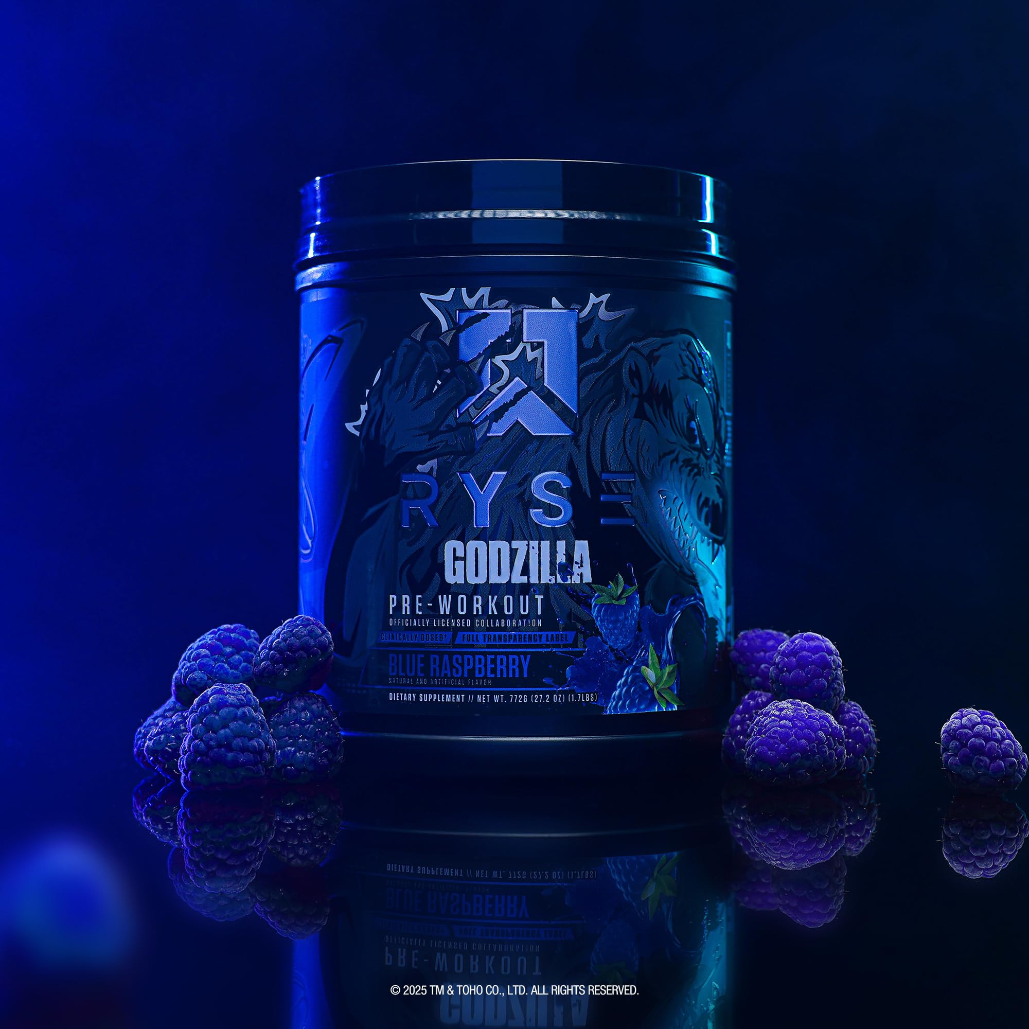 RYSE Godzilla ingredients panel shows citrulline and Vasodrive-AP for pumps.
