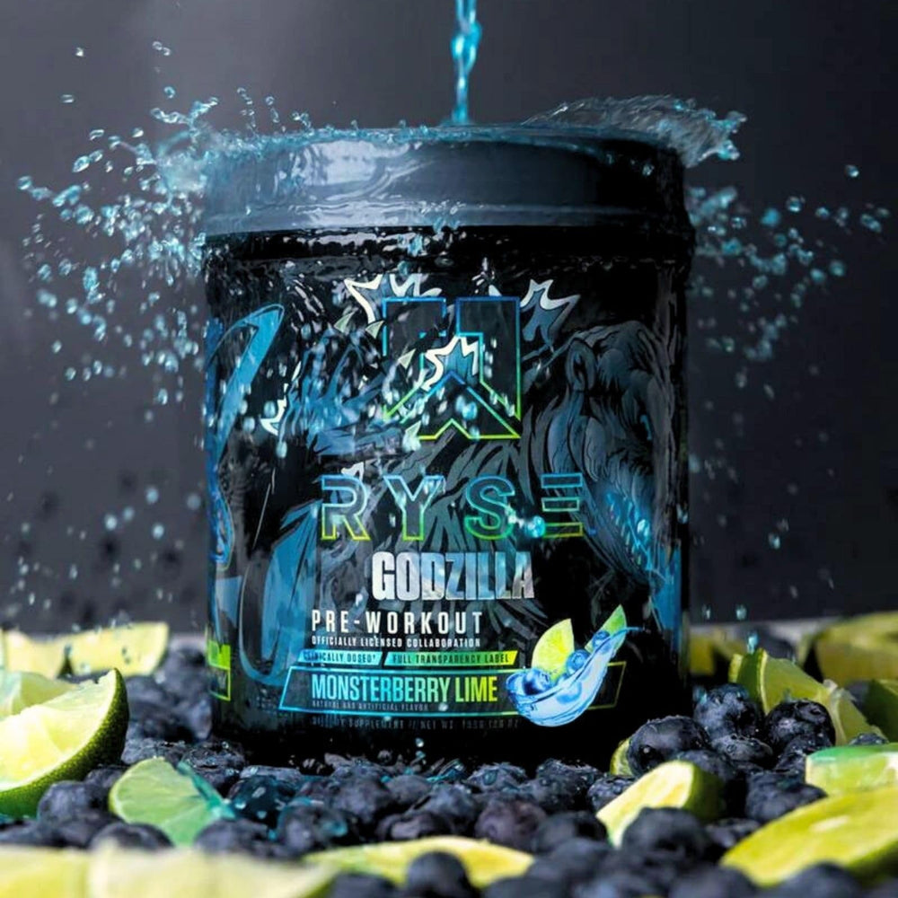RYSE Godzilla Monsterberry Lime stirred to fuel a demanding training session.