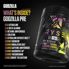 RYSE Godzilla X Noel Deyzel citrulline graphic signals blood flow support.