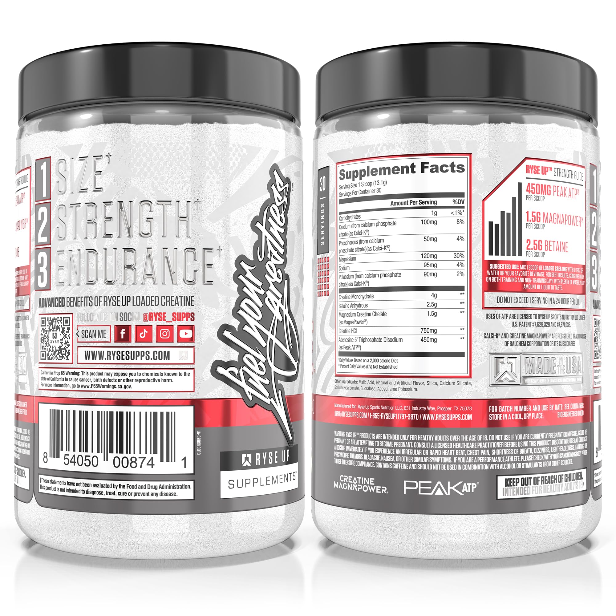 RYSE Loaded Creatine on gym bench illustrates seamless in-workout integration.