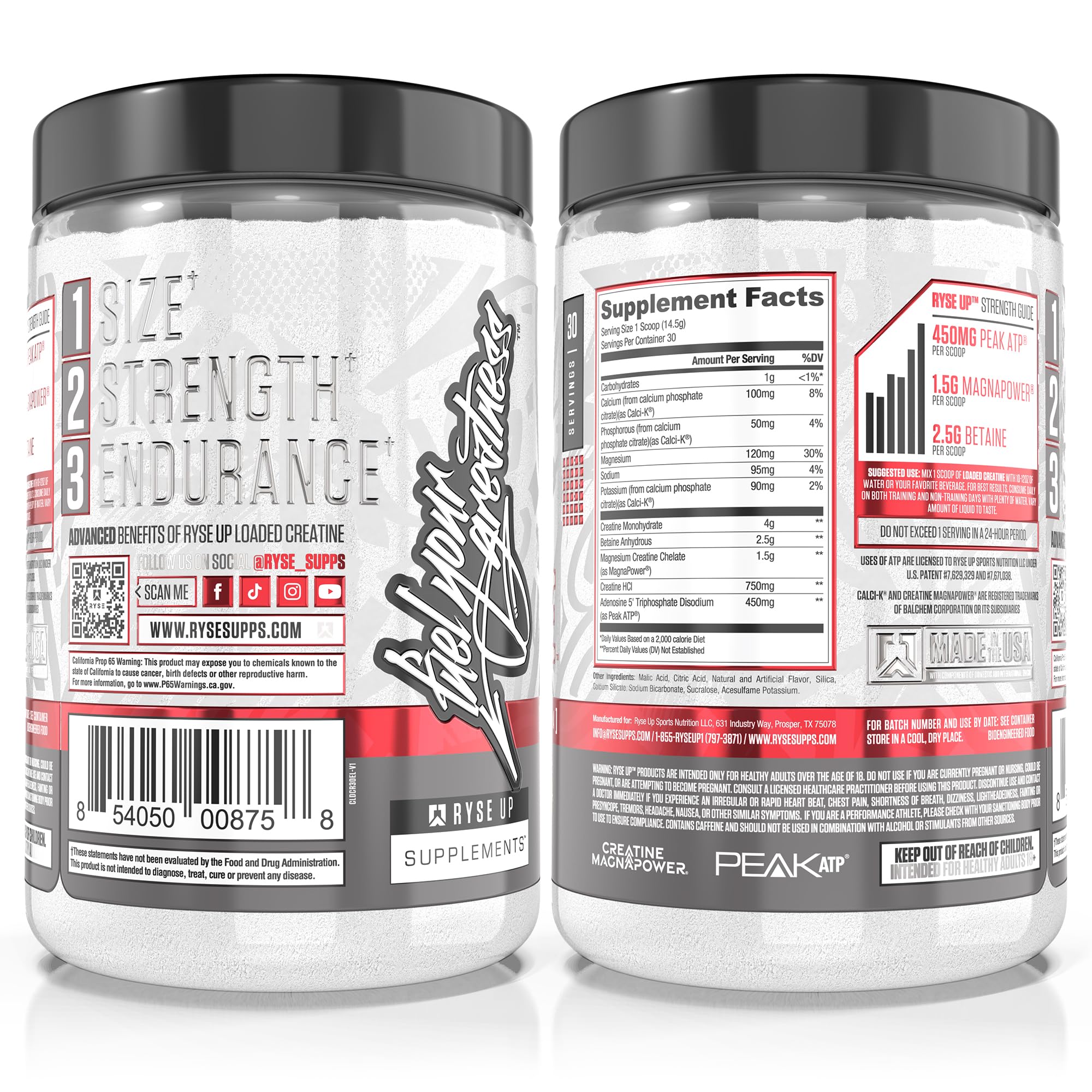 Packaging emphasizes USA-made quality and safety for RYSE Loaded Creatine.