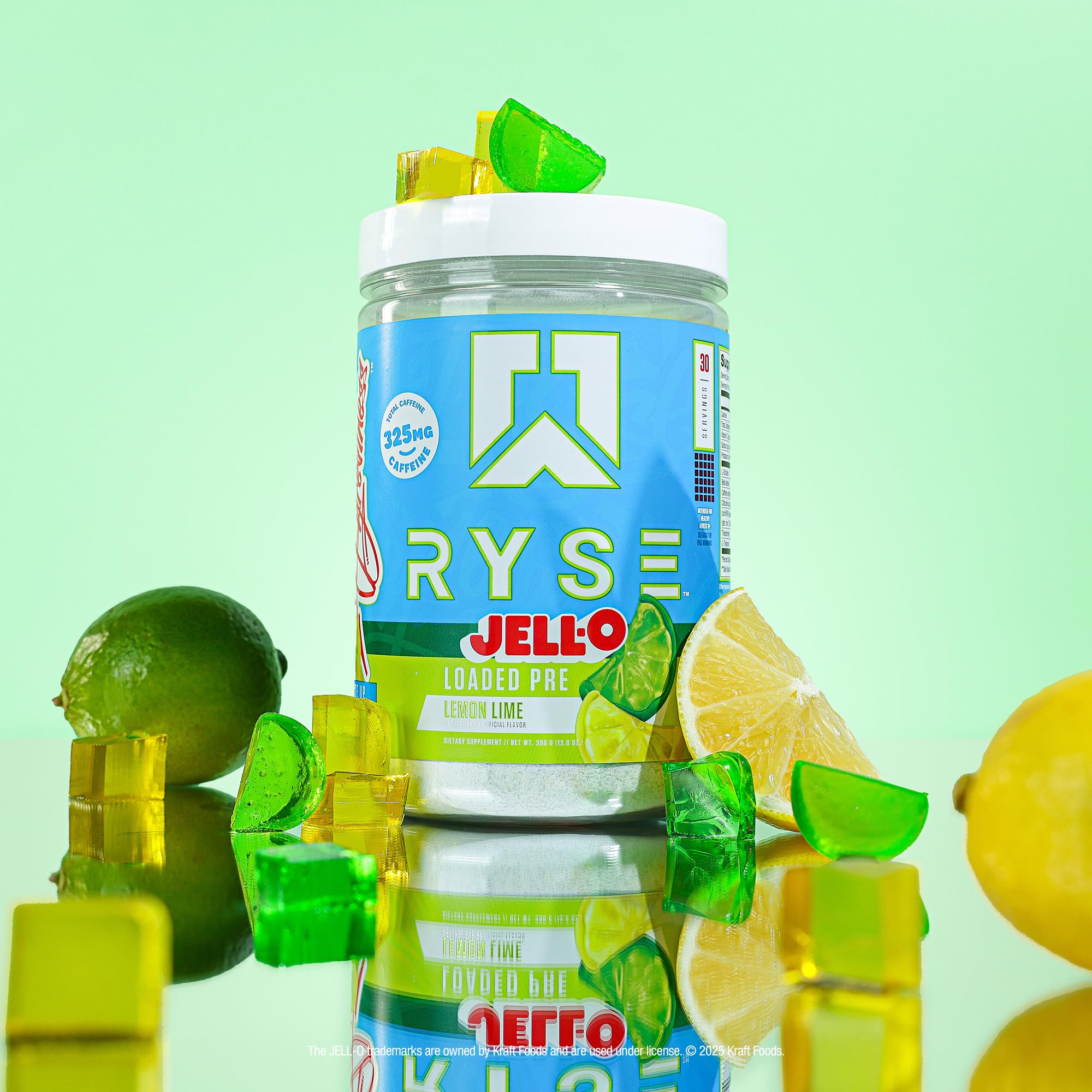 RYSE Loaded Pre-Workout glass with mixed drink showing vibrant flavor and focus-friendly energy.