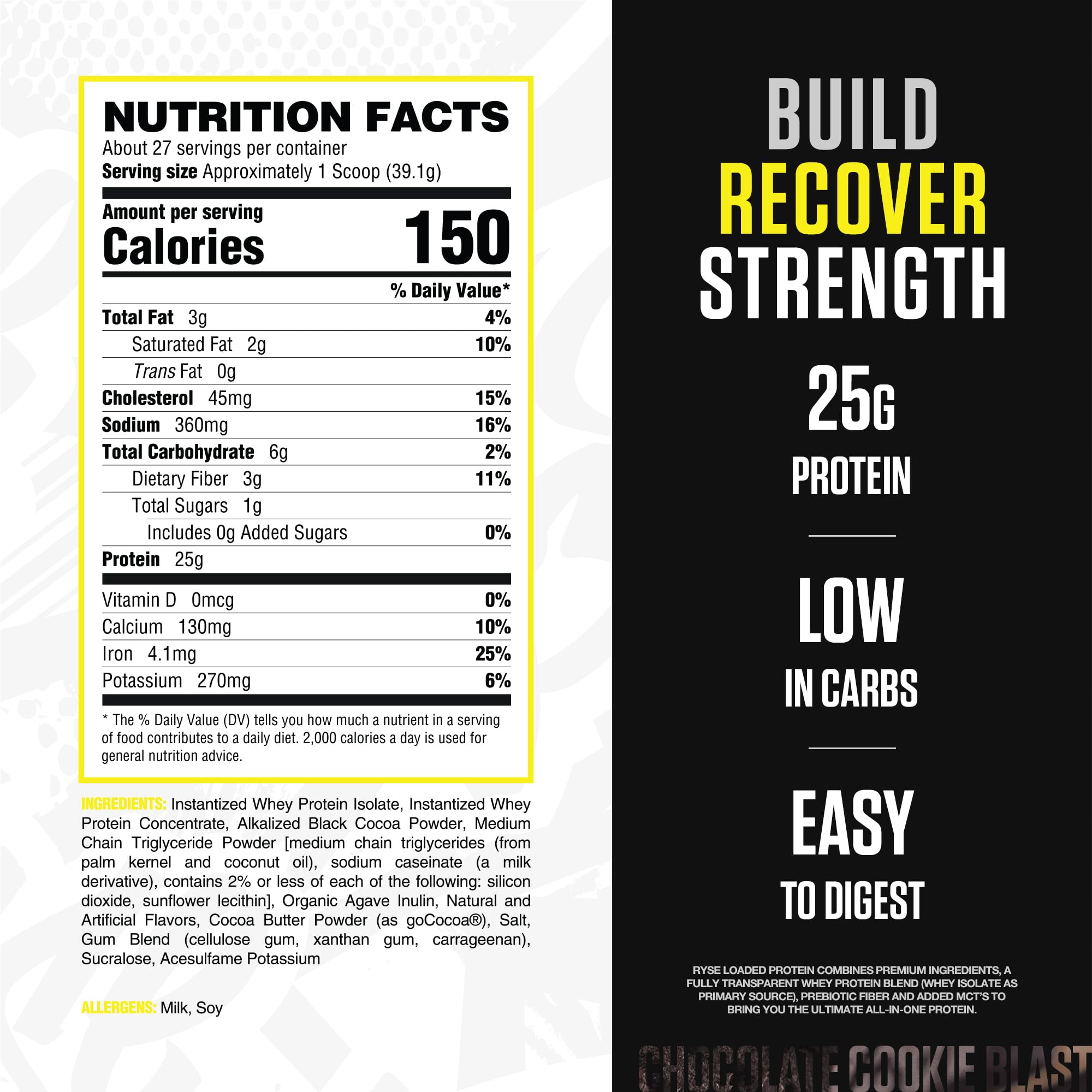 RYSE Loaded Protein Powder scoop close-up highlights convenient protein intake after training.