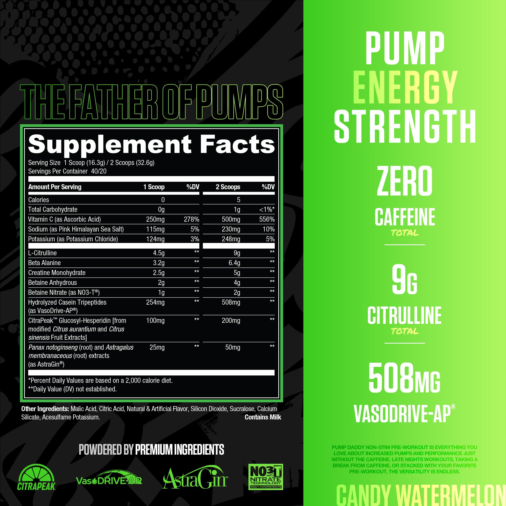 RYSE Pump Daddy V2 canister label close-up showing candy watermelon flavor