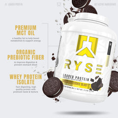 RYSE Up Loaded Protein Powder scoop ready for a fast recovery shake.
