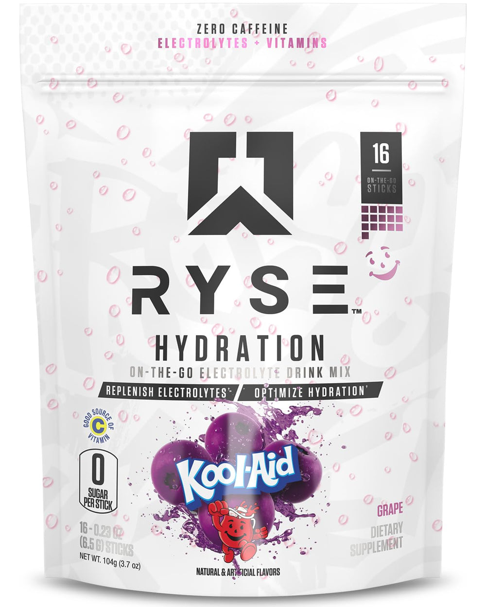 RYSE Up Hydration Sticks bottle pour for fast electrolyte replenishment on the go.