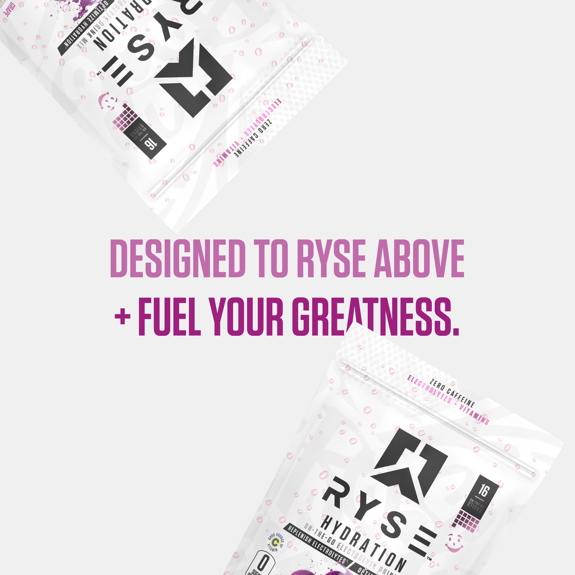 RYSE Up Hydration Sticks sachet on-the-go supports replenishment during activities.