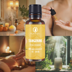 RythParfum Tangerine essential oil ideal for aromatherapy diffusion and mood uplift.