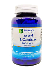 S Superior Health L-Carnitine bottle with 200 capsules for daily use