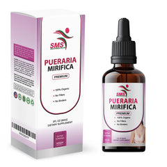 SMSHEALTHPRODUCTS.com Pueraria Mirifica Drops bottle on a clean countertop for daily use.