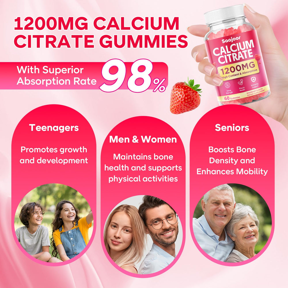Saajoor gummies label front emphasizes vegan, sugar-free formula.