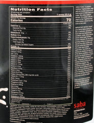 Saba ToppFast protein-blend badge highlights protein per scoop.