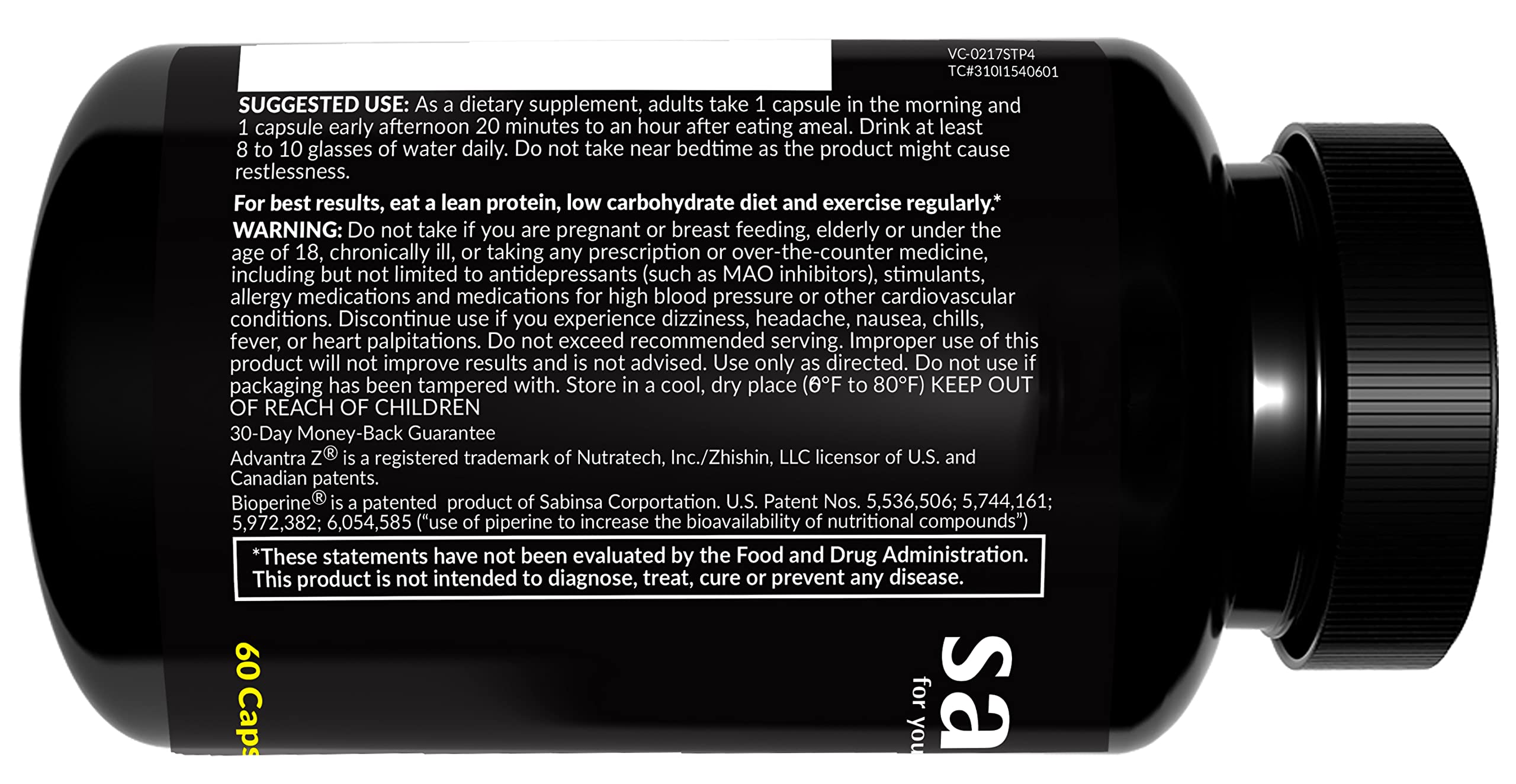 Saba TrimPro packaging label highlights vitamin and plant blend.