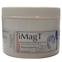 Sabre Sciences iMagT bottle label closeup highlighting brain health support.