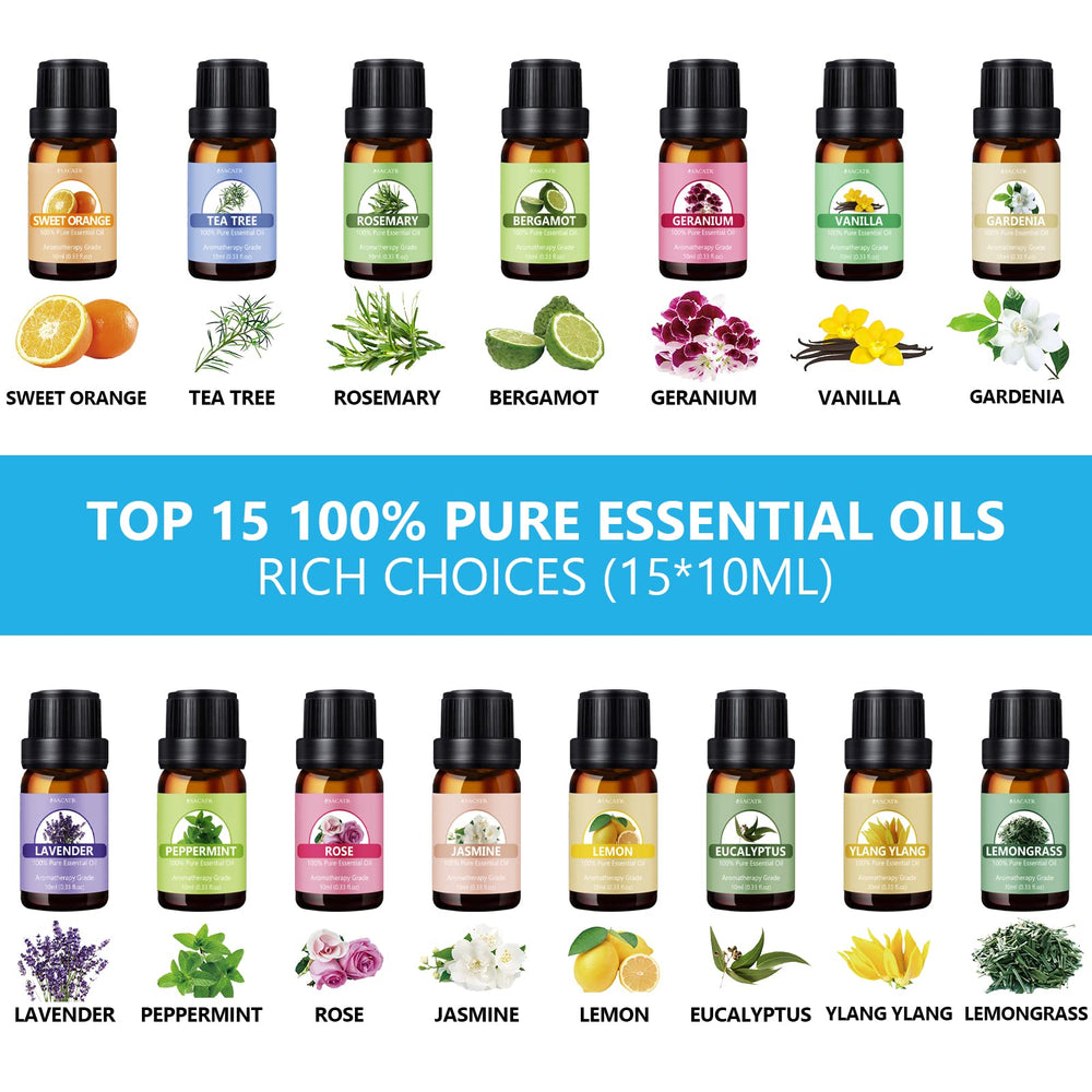 SACATR 15-oil set offers natural scents for mood variety