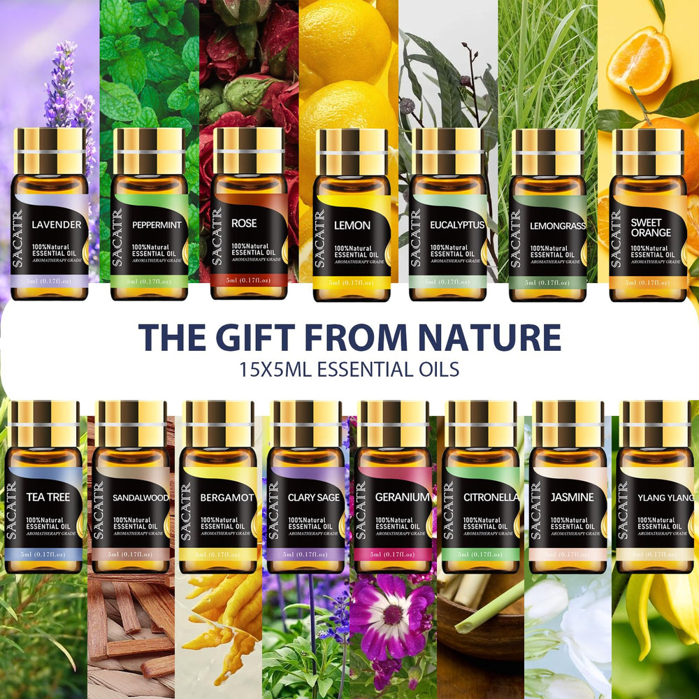 SACATR 15 oils bottles set highlights variety for customizable scents.