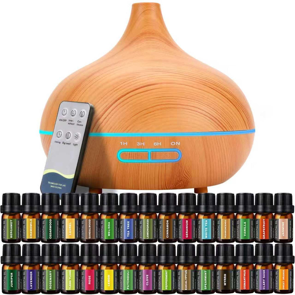 SACATR 550ml aroma diffuser in wood-grain finish for calming room scent