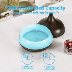 SACATR 550ml diffuser, LED color cycle, ambient lighting for relaxation.
