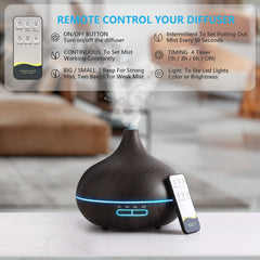 SACATR 550ml diffuser, remote control in use, easy room adjustments.