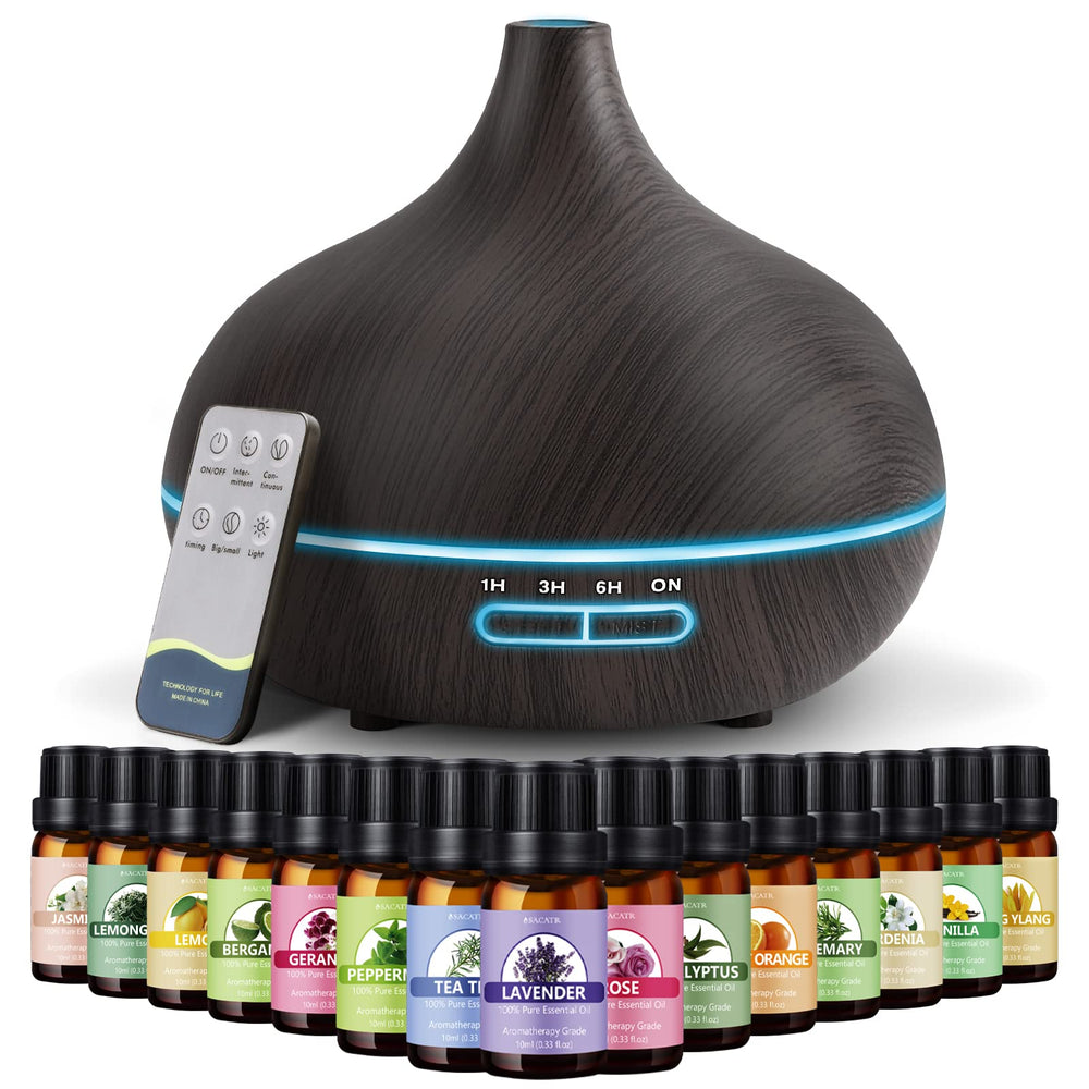 SACATR 550ml diffuser with wood base for calm home fragrance